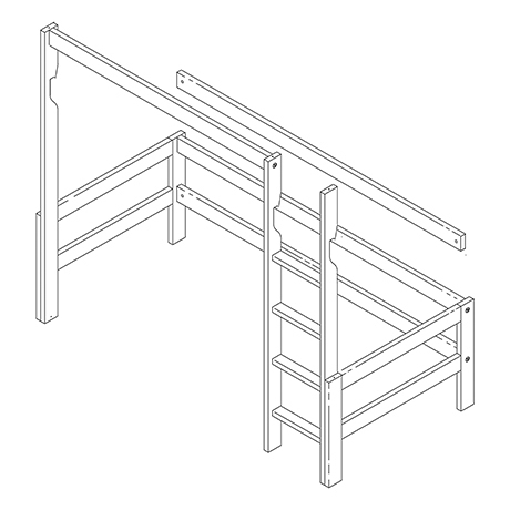 LifeTime Umbauteil: Kopf/Fussteil + Teile + Leiter für Hochbett mit gerader Leiter
