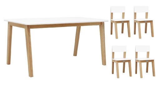 Bopita IVAR: SET Spieltisch weiß natur 95cm + 4 Stühle